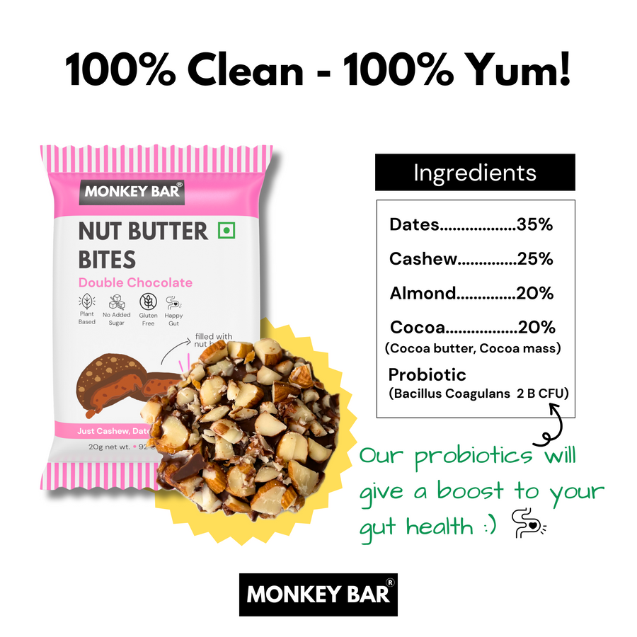 Nut Butter Bites - Double Chocolate - 55% Dark Chocolate Truffle filled with Nut Butter - Pack of 12