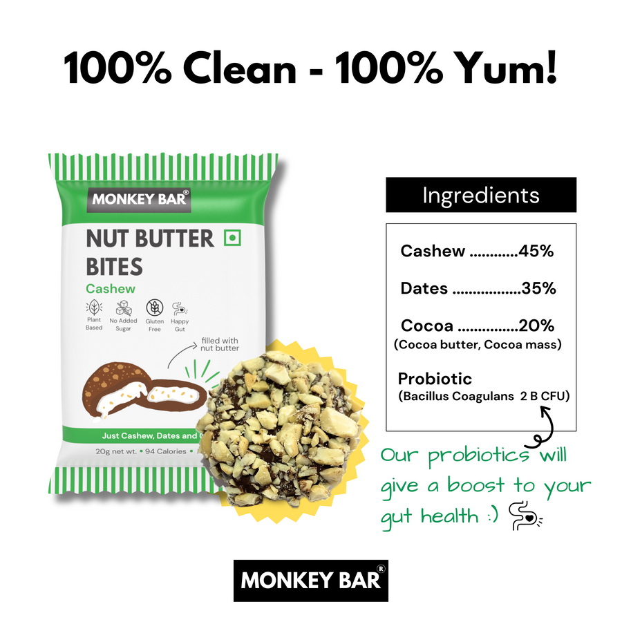 Nut Butter Bites - Cashew - 55% Dark Chocolate Truffle filled with Nut Butter - Pack of 12