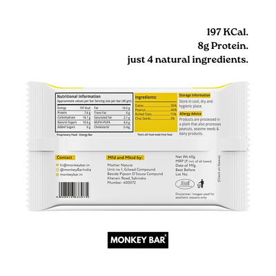 Peanut Butter & Chia Seed Vegan Energy Bar - Pack of 10