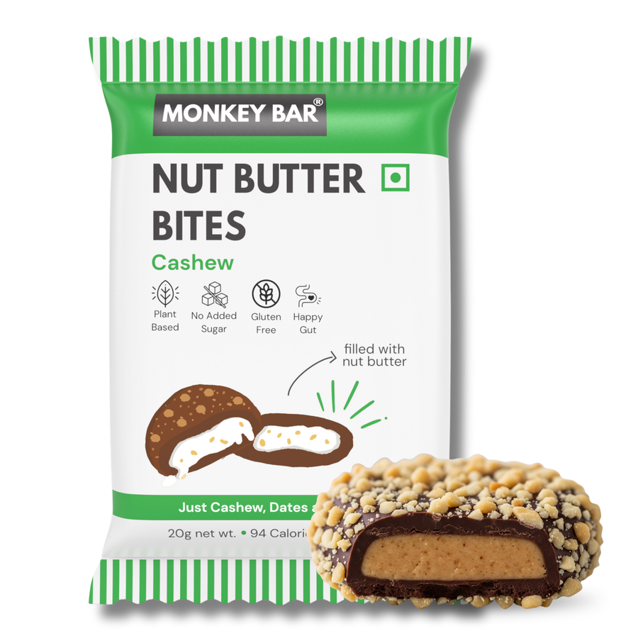 Nut Butter Bites - Cashew - 55% Dark Chocolate Truffle filled with Nut Butter - Pack of 12