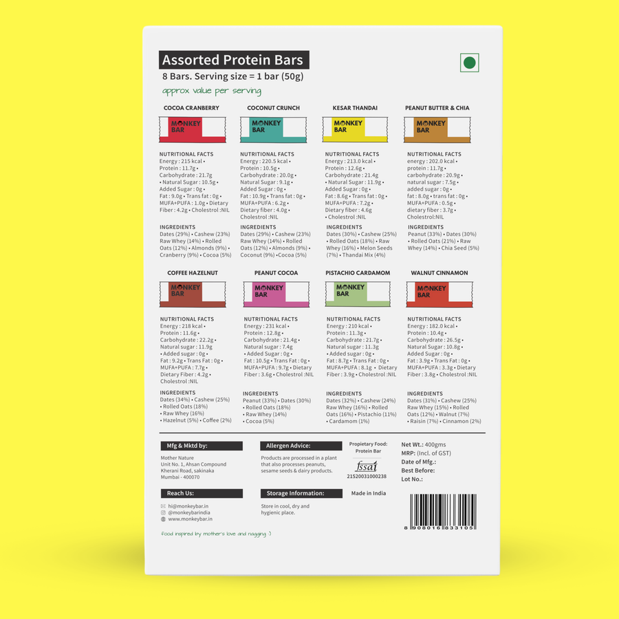 Assorted Protein Bars - Pack of 8