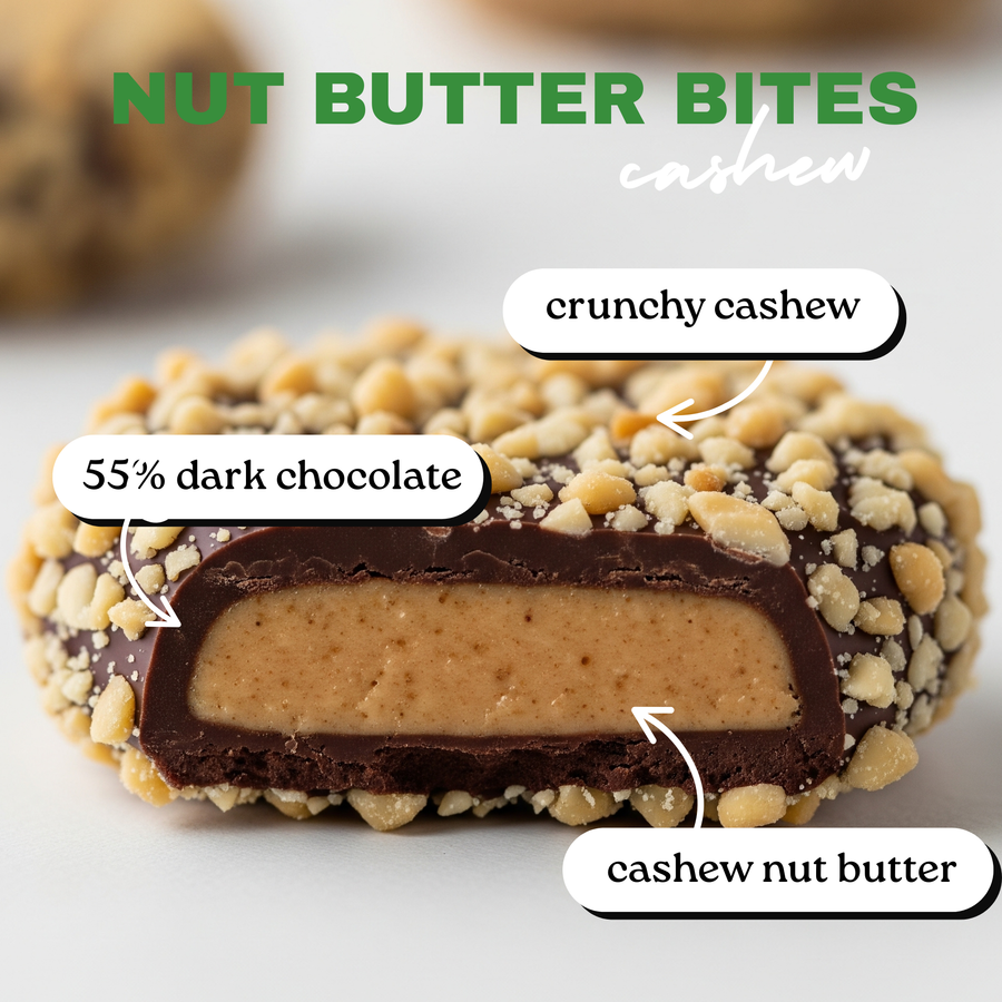 Nut Butter Bites - Cashew - 55% Dark Chocolate Truffle filled with Nut Butter - Pack of 12