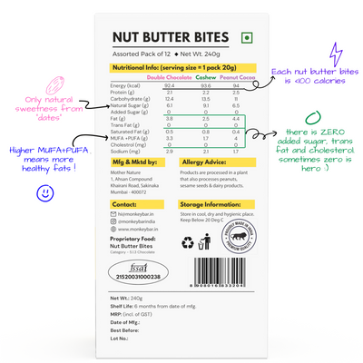 Nut Butter Bites - Assorted - 55% Dark Chocolate Truffle filled with Nut Butter
