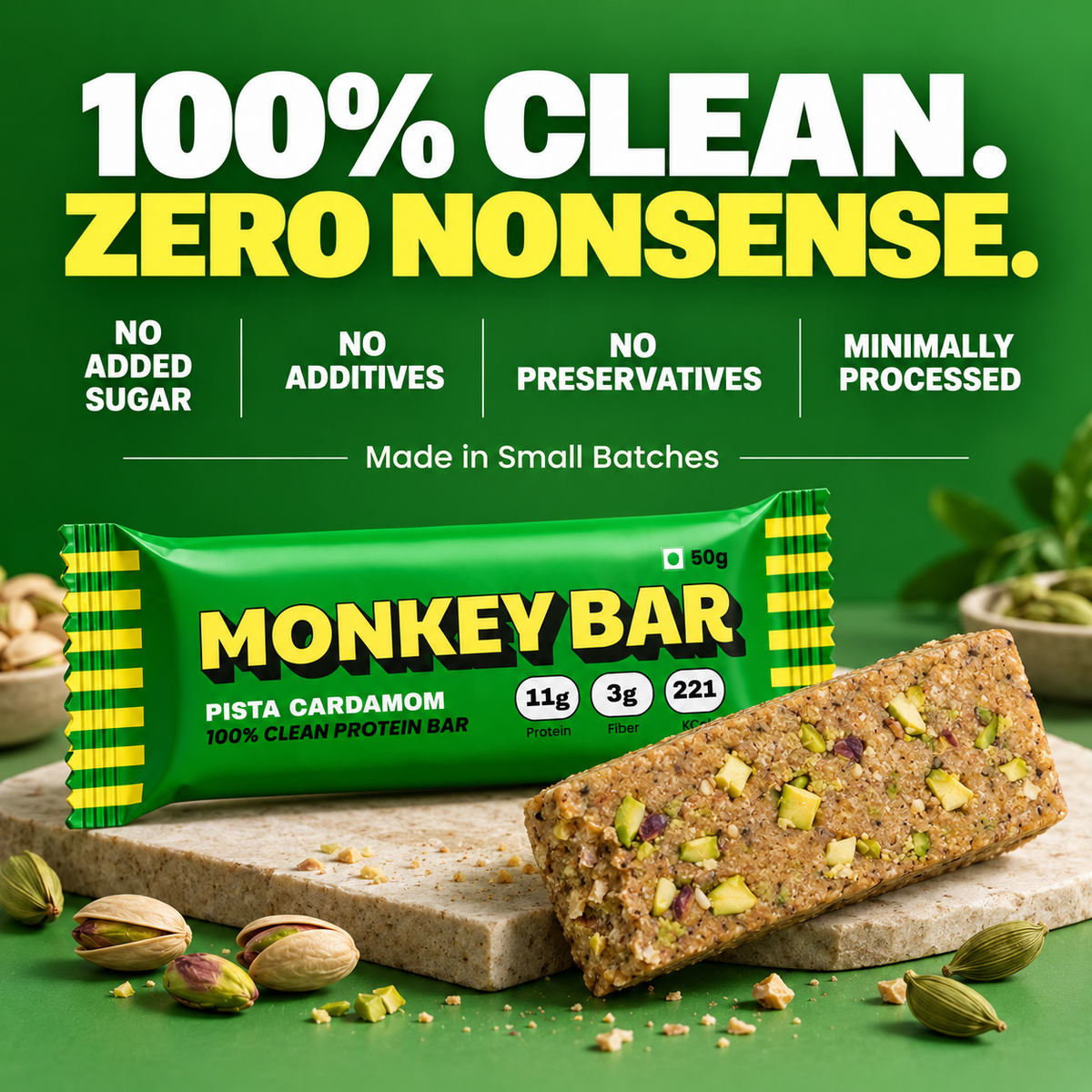 Protein Bars - Pistachio Cardamom - 8x50g