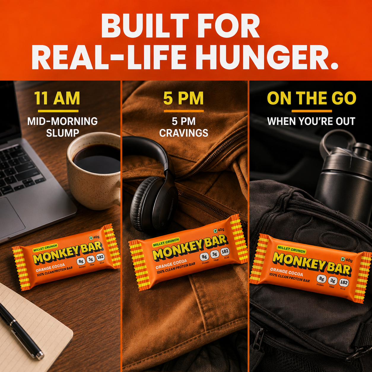 Millet Crunch Protein Bar - Orange Cocoa - 6x40g