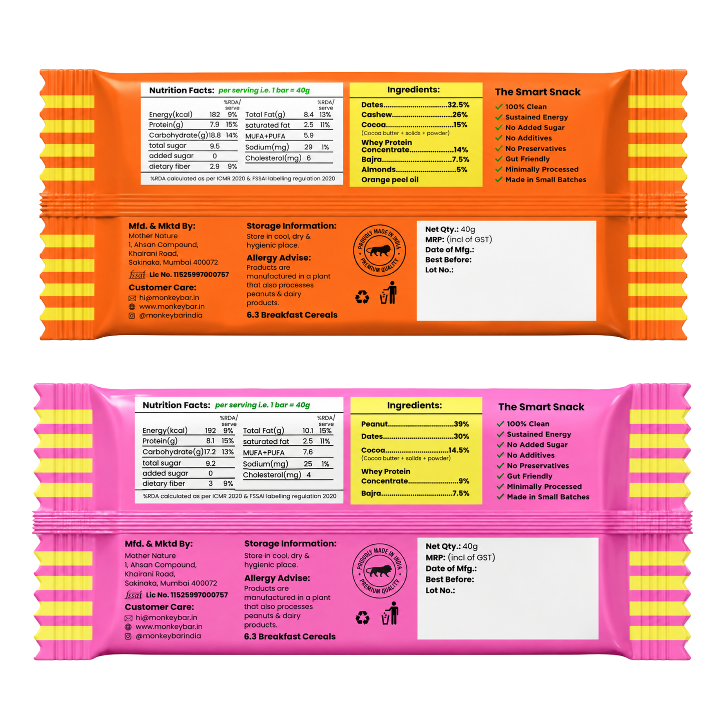 Millet Crunch Protein Bar - Assorted Pack - 6x40g