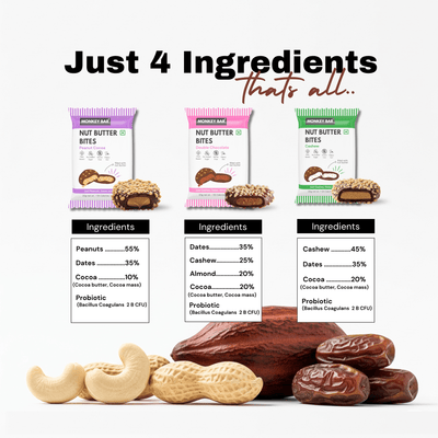 Nut Butter Bites - Assorted - 55% Dark Chocolate Truffle filled with Nut Butter - 12x20g