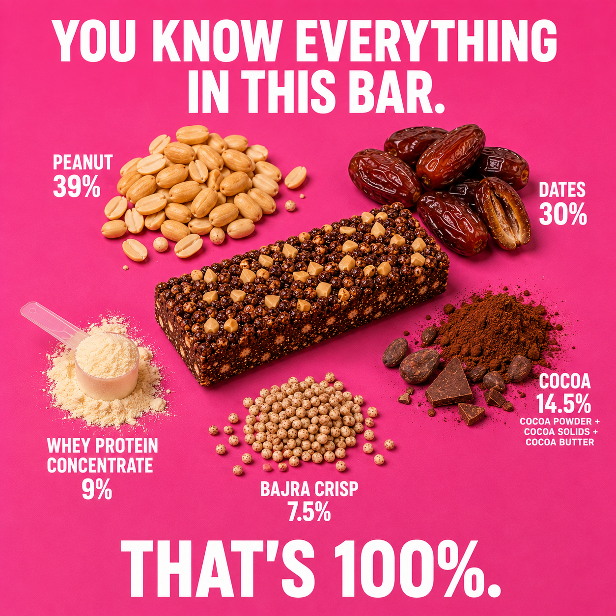 Millet Crunch Protein Bar - Peanut Cocoa - 6x40g